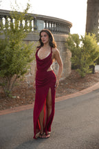 Amara Cowl Dress Merlot