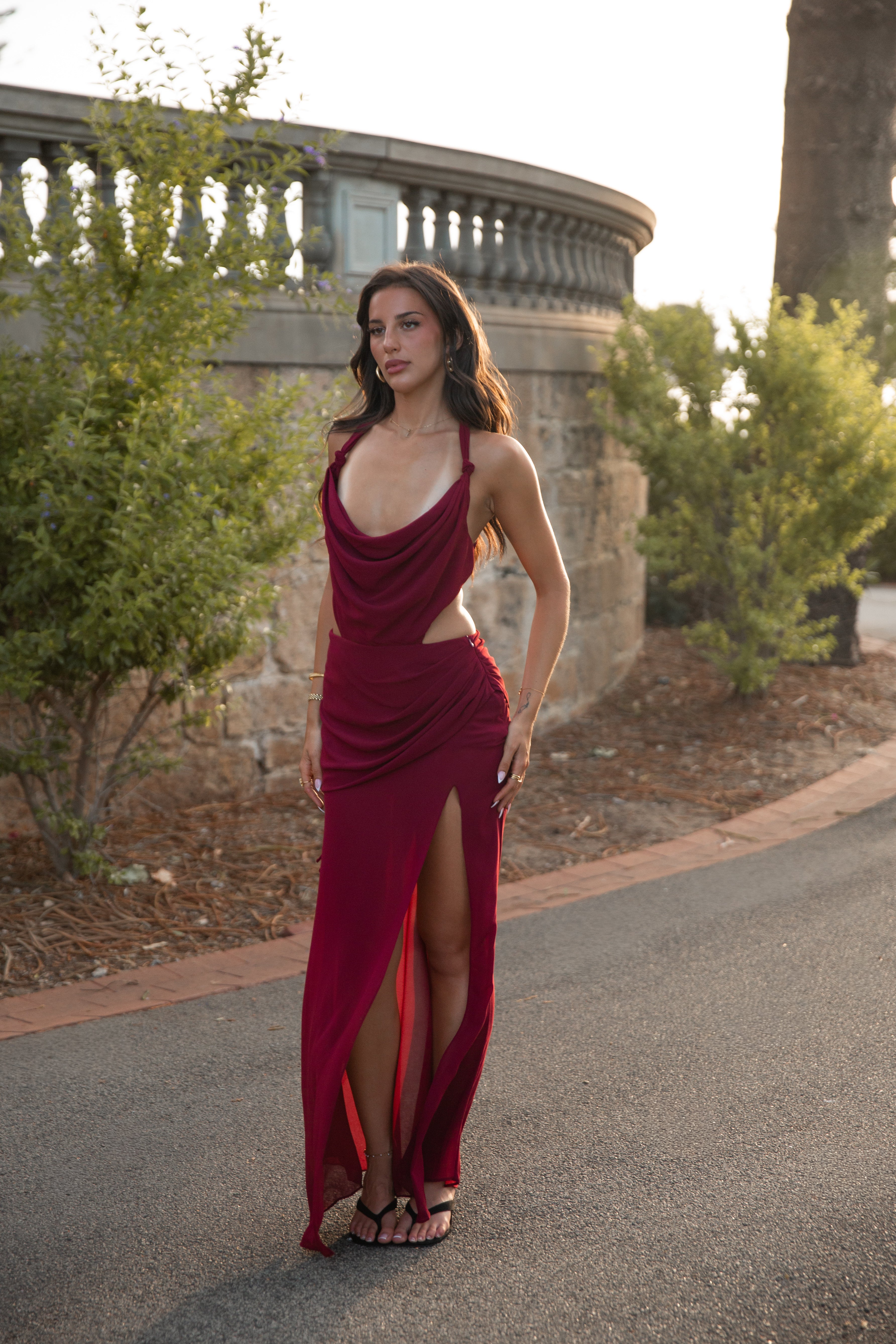 Amara Cowl Dress Merlot