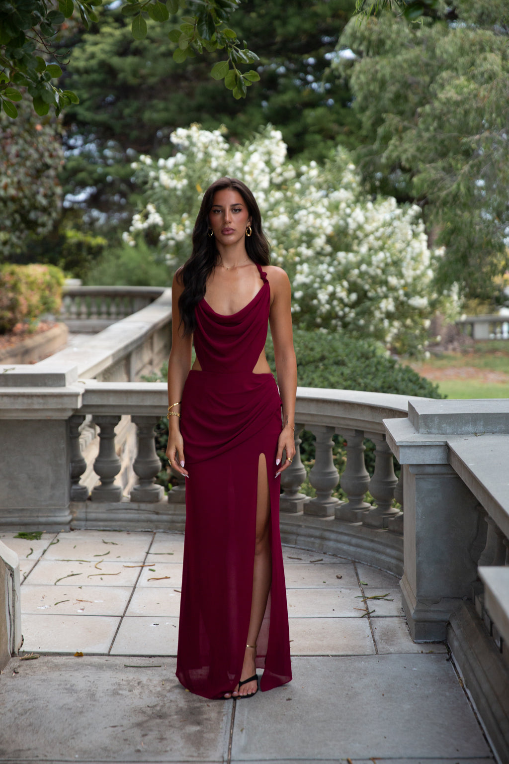 Amara Cowl Dress Merlot