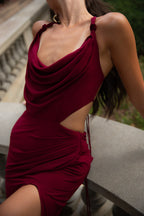 Amara Cowl Dress Merlot