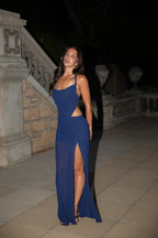 Amara Cowl Dress Navy