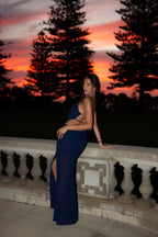 Amara Cowl Dress Navy